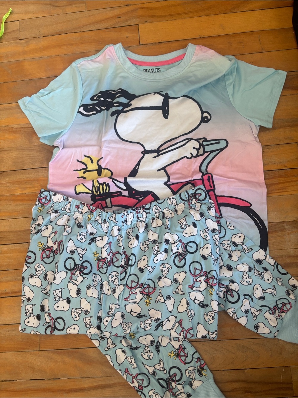 Peanuts Kids Pajama Set in Light Blue and Pink with Snoopy & Woodstock